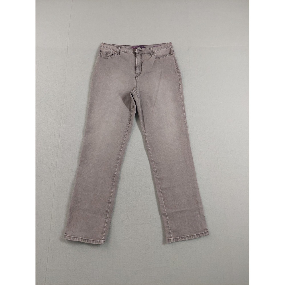 Gloria Vanderbilt Women Jean 12 Gray Denim Straight Leg High Rise Stretch Casual
